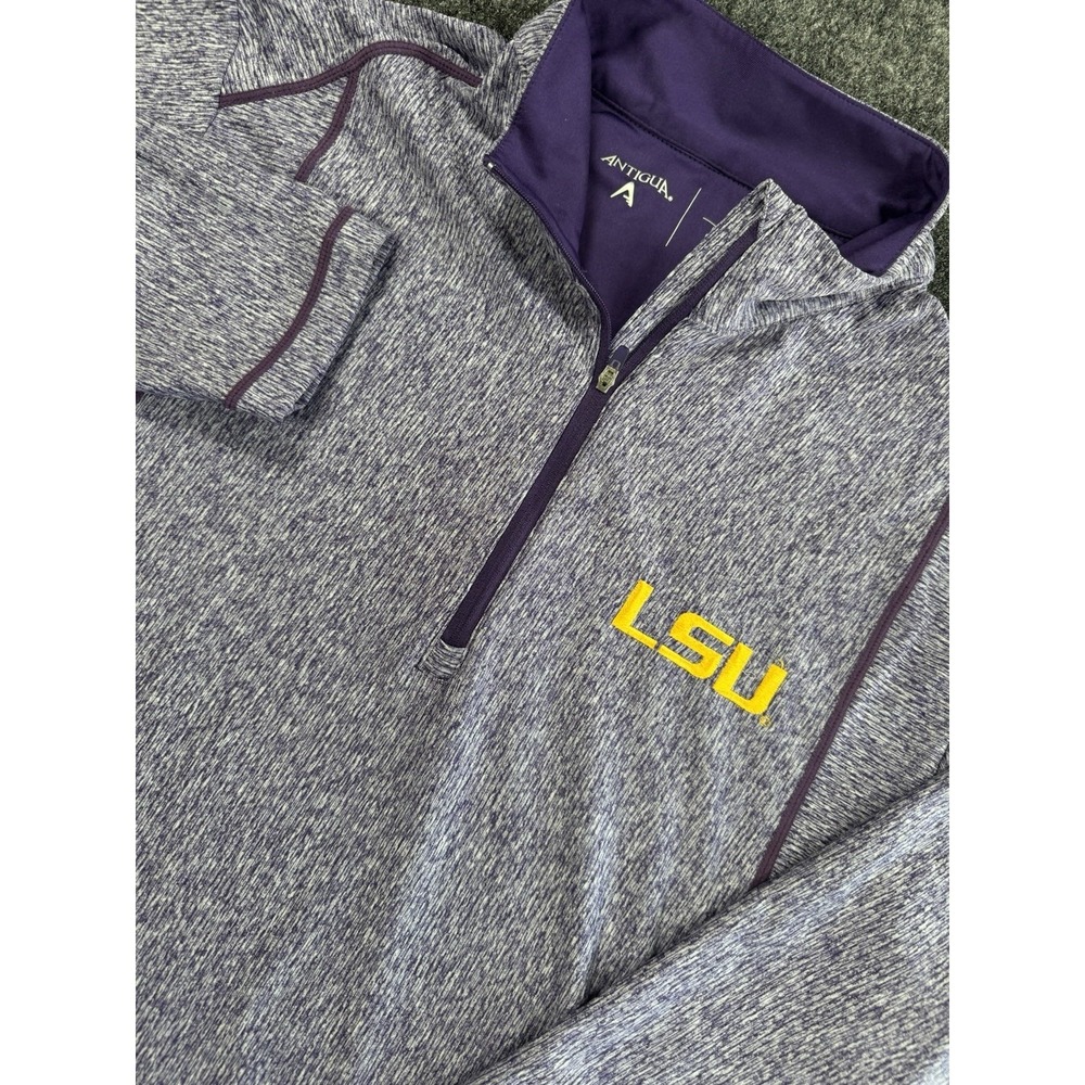 LSU Tigers Antigua 1/4 Zip Pullover Mens L Purple Heather Performance